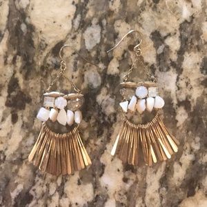 Anthropologie Gold Fringe Earrings